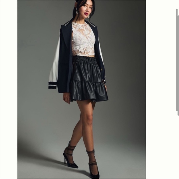 NWT Anthropologie The Somerset Mini Skirt;
Faux Leather Edition in Black - Picture 3 of 12
